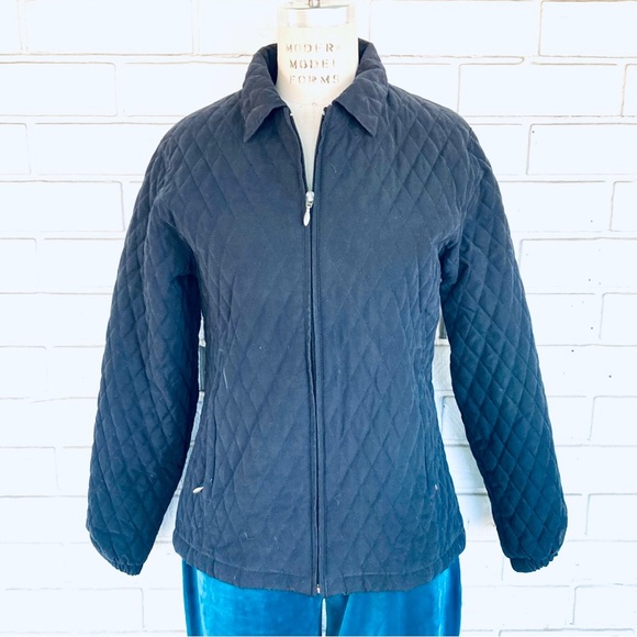 Page and Tuttle Black Small Petite Quilted Jacket Coat - Picture 6 of 13